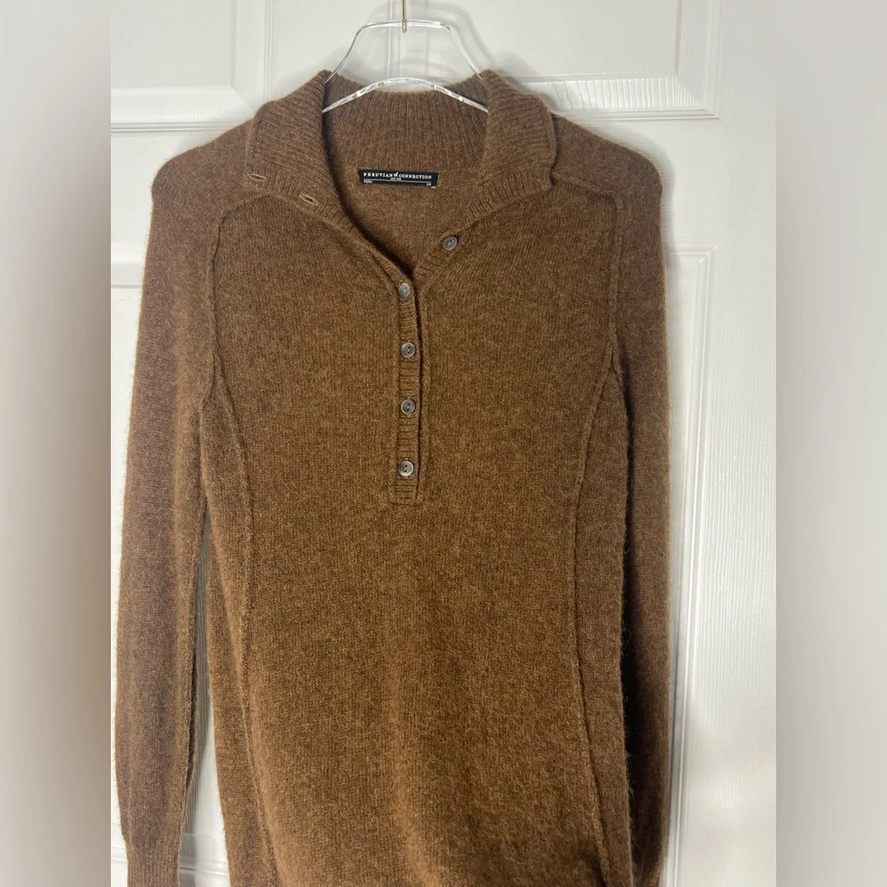 Peruvian Connection Brown Knit 100% Woolen Royal Alpaca Sweater XS